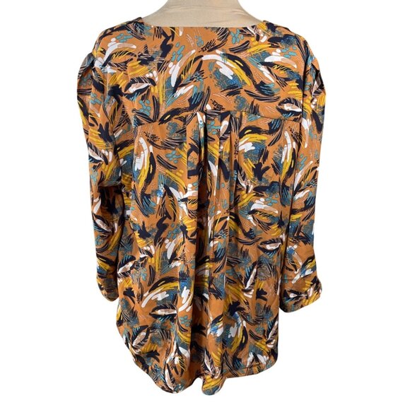 DR2 Size 2X Tunic Top Blouse Orange Black V-Neck Fall Colors - Picture 3 of 7